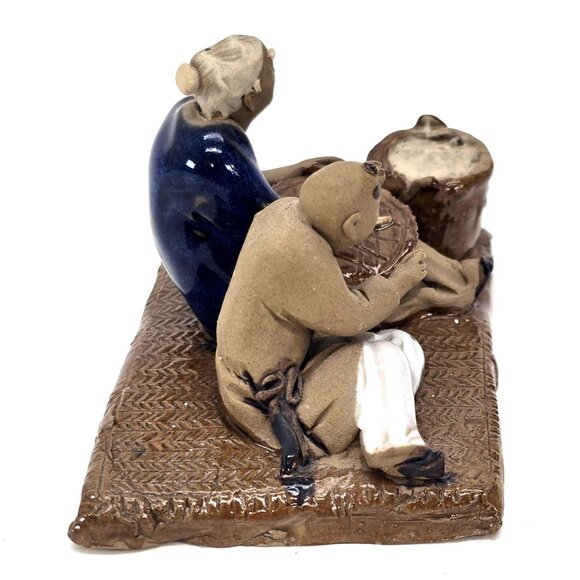 Mudman Japanese Ceramic Figurine Of Farmers Sorting Produce Vintage JE393 - Picture 7 of 9